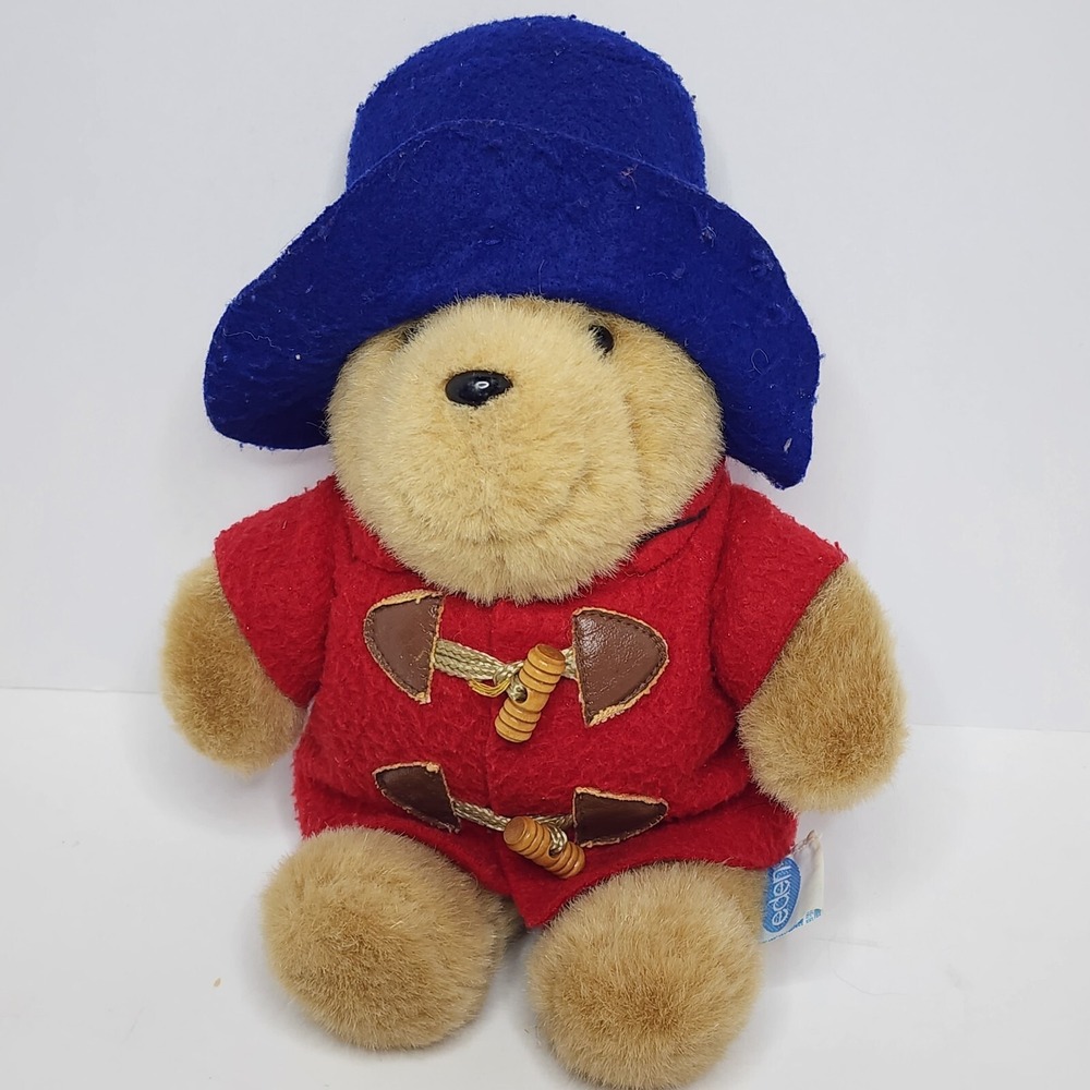 Eden Toys Paddington Bear Felt Red Coat Blue Hat Vintage Plush 11"